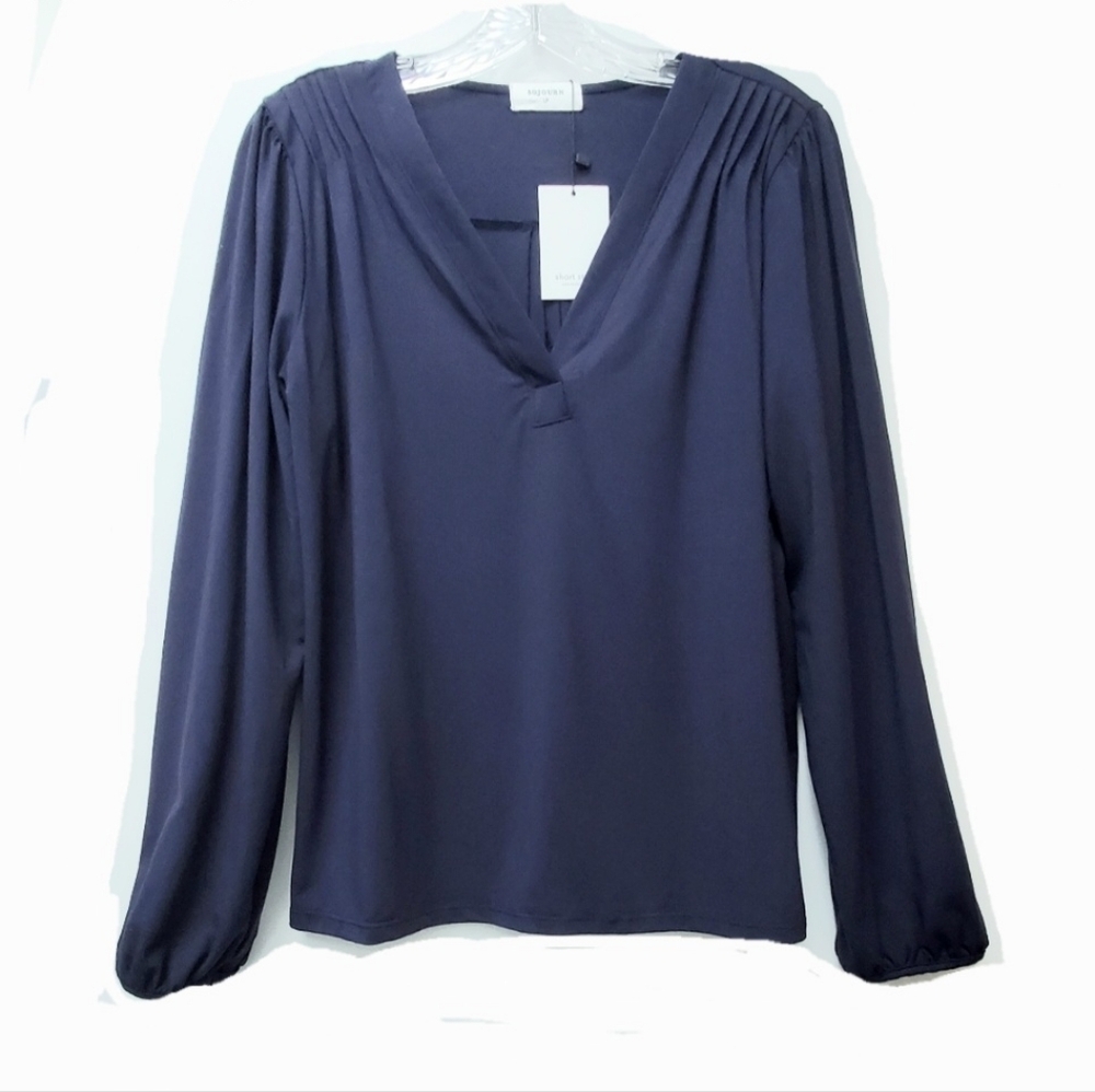 Sojourn Short Story Navy Modal Blend Long Sleeves Top Size LP Made In USA New